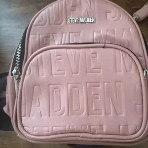 STEVE MADDEN Pink  Embossed Monogrammed Backpack with Tassel NWOT Steve MADDEN Mini Quilted Backpack Purse SM Logos Straps  main image 4